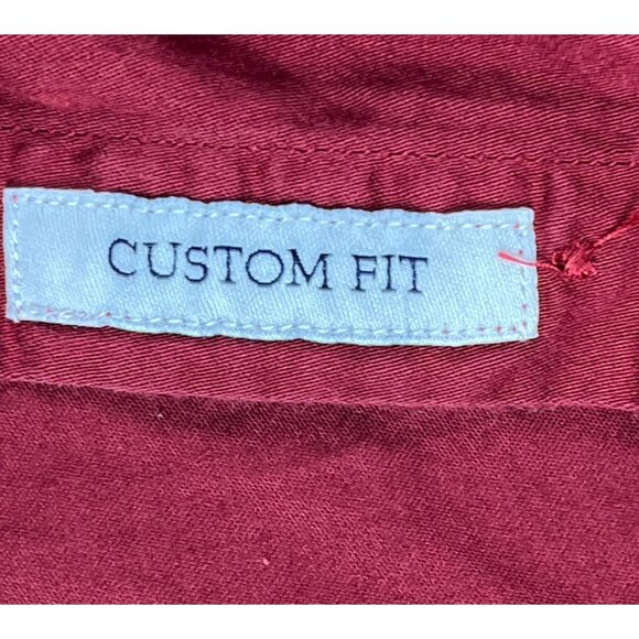 University Of Oxford Custom Fit Button Up Shirt Men's 44 Red Pocket Long Sleeve - Picture 5 of 10